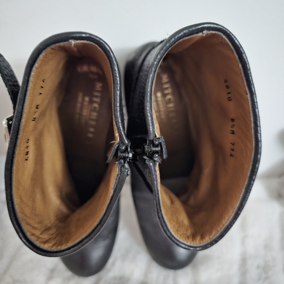 Gravati Black Luxury Italian Pebbled Leather Double Buckle Strap Moto Style Boot - Picture 8 of 16